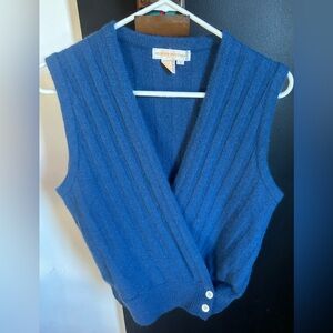 Vintage 80's Brooks Brothers Lambswool Angora Blue Sweater Vest Size S